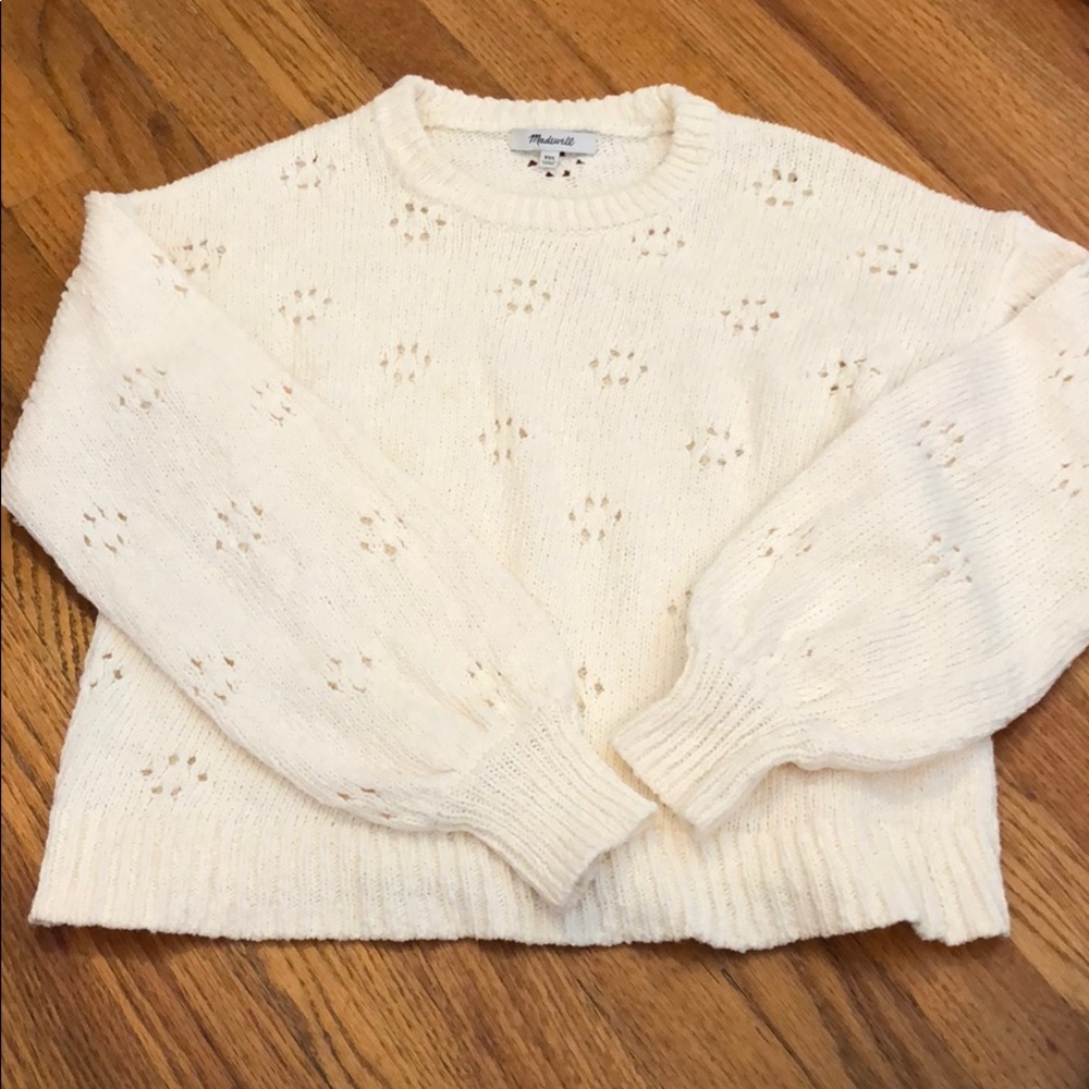 Bright Ivory Floral Pointelle Madewell Sweater